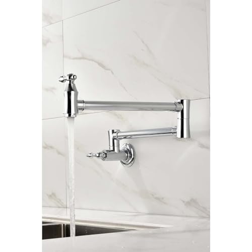 Robinet de cuisine mural pliable rotation 360° et double commande - 3