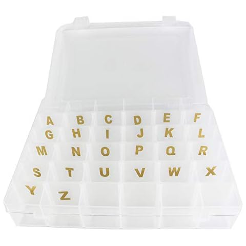 Sivya 36 Grid Plastic Organizer Container Box with Adjustable dividers,Great for Your Letter Board with Stickers Cover