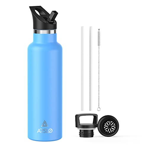 Arslo Garrafas de água de parede dupla de aço inoxidável 740 ml, garrafa isolada a vácuo com tampa d