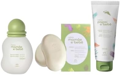 Natura Mamãe e Bebê kit com Colônia, Sabonete líquido e 2 Sabonet...