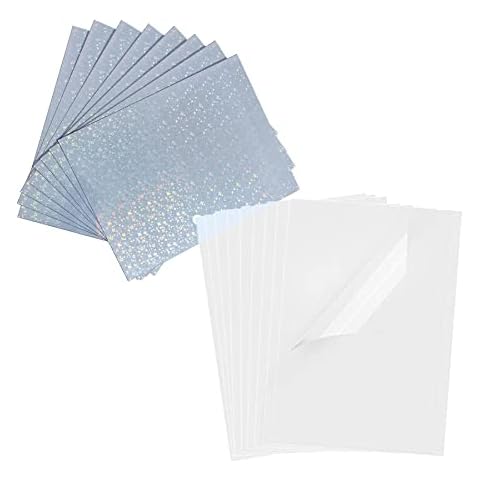 30 Sheets Inkjet Transparency Film + 20 Sheets Printable Holographic Vinyl Sticker Paper (Star Style), 8.5x11 Inch Cover