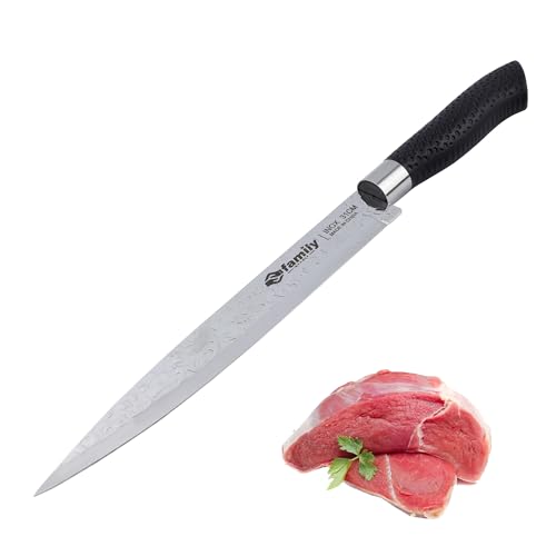 Family Cuchillo de Chef 31cm Acero Inoxidable, Hoja Martillada 2.8cm Para Cortes de Carne y Verduras, Mango Antideslizante Profesional, Uso Chef Profecional