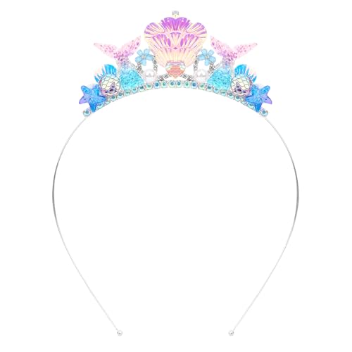 BAHABY Mermaid Birthday Decorations Mermaid Tail Tiaras for Women Mermaid Costume Birthday Decorations- Pink