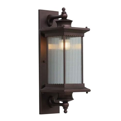 Aplique de Pared Exterior de Aluminio con Cristal Transparente a Rayas, E27, IP65, Resistente al Agua, para balcón, Patio, jardín, Luces Incluidas.