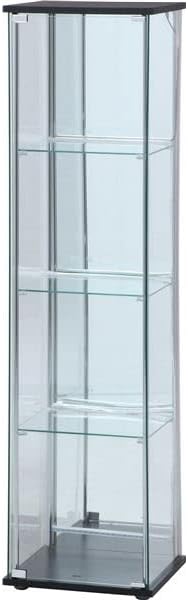 コレクションケース 約幅42.5×奥行36.5×高さ162cm 4段 ブラック 強化ガラス 背面ミラー LED ディスプレイケース 