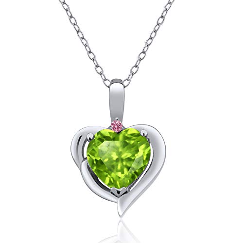 Gem stone king 925 sterling silver green peridot and pink lab gro…