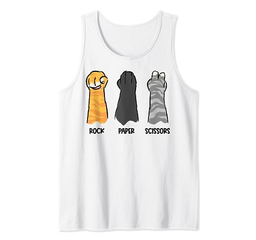 Rock Paper Scissors Hand Game Cute Paw Funny Cat Camiseta sin Mangas