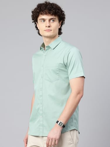 Image of Majestic Man Slim Fit Pure Cotton Half Sleeve Solid Casual Shirt