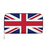 GaxfjRu British flag print Men's Vintage Look Leather Long Wallet Checkbook Wallets,Ladies Credit Card Holder
