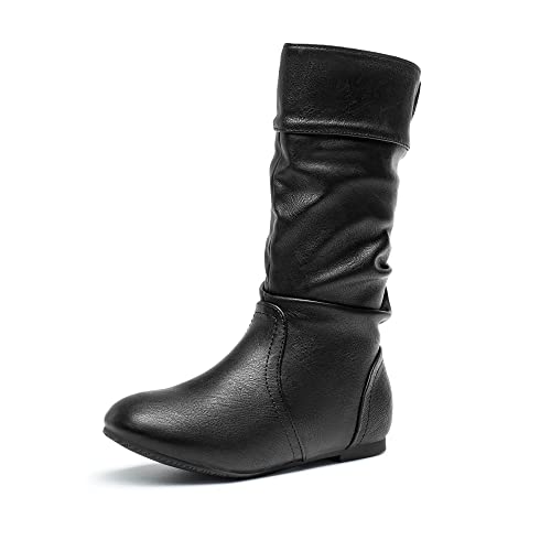 DREAM PAIRS Girl's Faux Fur Lined Knee High Winter Riding Boots(Toddler/Little Kid/Big Kid) 8 Toddler Black/Pu