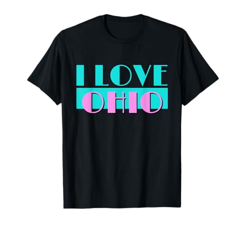 Logotipo retro de neón «I LOVE OHIO», clásico regalo del orgullo estatal de Ohio Camiseta