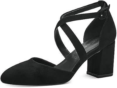 Tamaris Zapatos de Salón para Mujer, Textiles, Tacón Cuadrado, Veganos, Negro, 39 EU