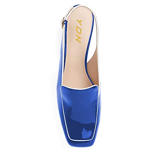 Image of YDN Women Closed Square Toe Block Low Heels Slingback Formal Loafer Dressy Shoes Office Lady Pump Size 4-15 US