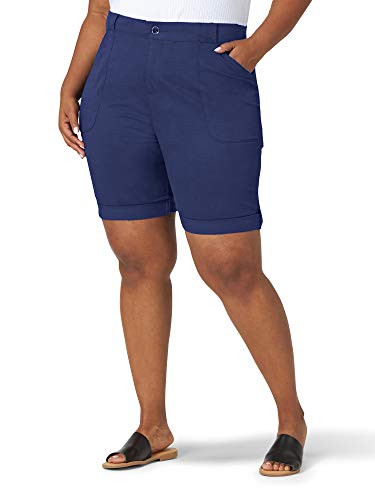 Lee Women's Plus Size Flex-to-go Relaxed Fit Utility Bermuda Short, Ink Blue, 16W Medium