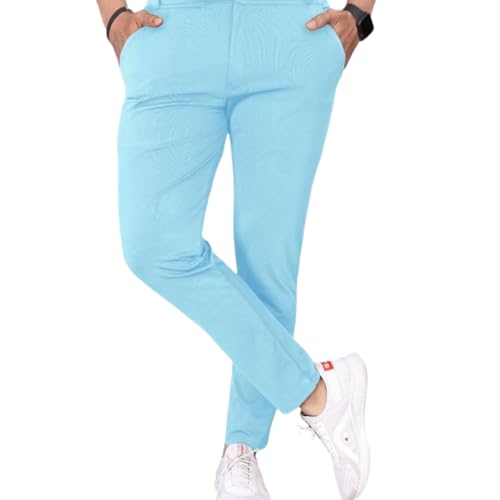 Image of COMBRAIDED Men's Slim Fit Stretchable Casual Trousers | Stylish Lycra Blend Pants for Office, Party