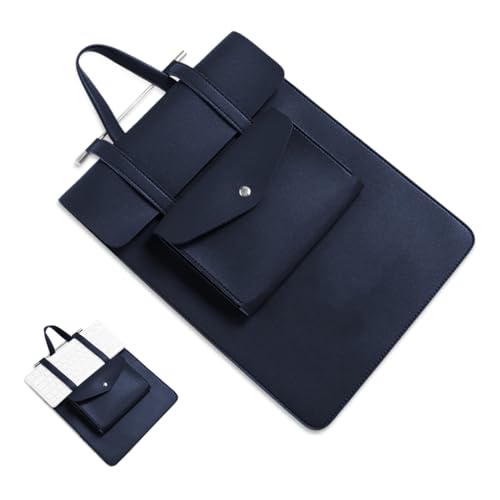 HANNEA® Ultra Slim Laptop Bag for 13''/14'' Laptop 2 In 1 Travel Laptop Bag with Handle Fashion Blue PU Laptop Handbag Travel Anti-scratch Laptop Sleeve Skin Cover Bag Accessories Bag