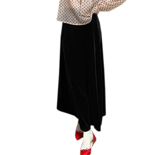 Joe Wenko Womens Elastic High Waist Long Maxi Velvet Skirt2