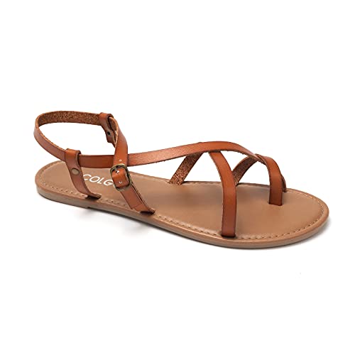 Image of Colgo Women's Summer Strappy Flat Sandals, Adjustable Casual Fisherman Sandal with Open Toe Slingback Gladiator Sandals