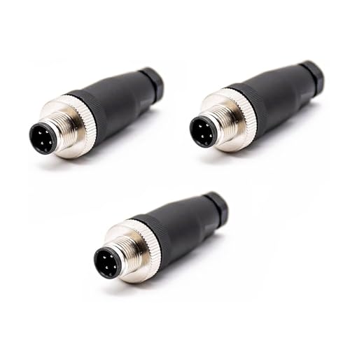 Lot De 2 Connecteurs M12 Mâles 4 Broches, Codage A, IP67, Raccord à Vis - Pour Câblage Industriel, Capteurs, Automatisation