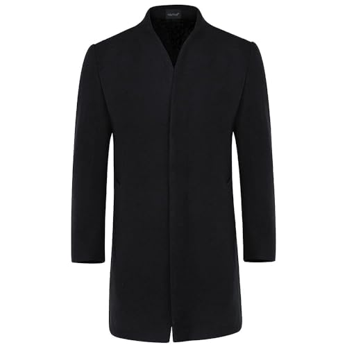 YOUTHUP Cappotto da Uomo Invernale in Lana Spessa Trench Cappotto di Media Lunghezza Slim Fit Imbottito Caldo Casual Peacoat