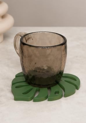 Monstera Leaf Shaped Coaster, Green, Multicolour | Tropical Design, Table Protector, Mug Coaster, Decorative Accent, Leaf Shape-picture-12