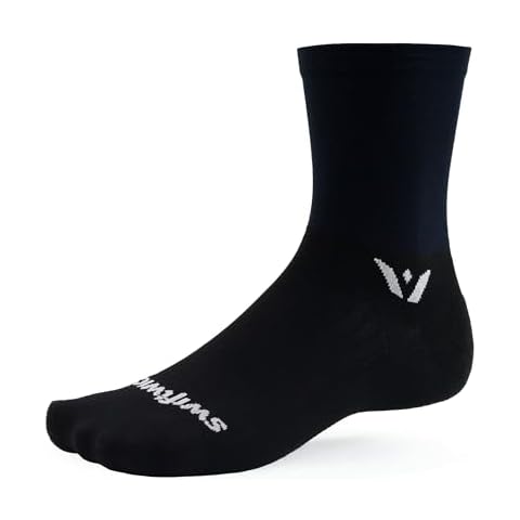 Swiftwick - ASPIRE FIVE Cycling Socks, Maximum Breathability, Crew (Black, Large) Cover