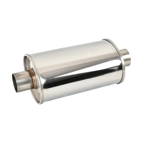 BIGREAT 2 Inch Ultra Quiet Resonator 2 Inlet 2 Outlet Exhaust Resonator 13.8 Overall Length Performance Muffler Resonator T304 Stainless Steel Universal Fitment