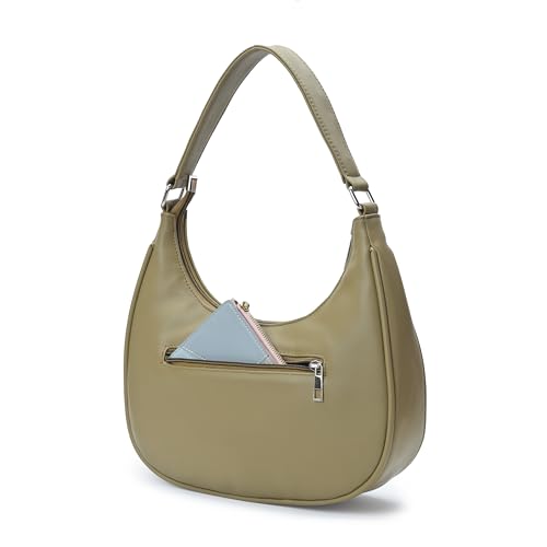 Image of K London Vegan Leather Half Moon Handbag for Girls Suitable for Party, Travel & College Shoulder Bag (Light Green)