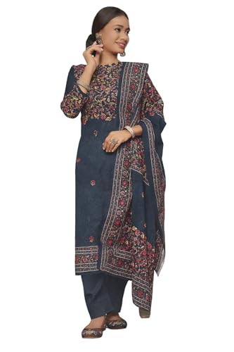 Rosaniya Spun Wool Digital Printed Pashmina Salwar suit for Women with Shawl for Winter wear (OLIVss1001_winter unstitched suit women, woolen suit women winter_Royal Blue)