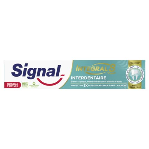 SIGNAL - Dentifricio Integral 8 Interdentale Effetto Prebiotico - Protezione Completa 3x più efficace - 95% di ingredienti di origine naturale - 75ml