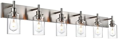 TULUCE 6 Light Bathroom Vanity Lights, Clear Glass Shades Sconces Wall ...