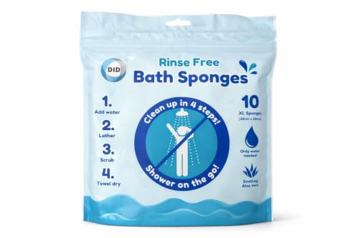 Lot de 2 x 10 éponges de bain jetables sans rinçage pour le camping, les voyages, les soins aux personnes âgées, le nettoyage hygiénique à l'hôpital