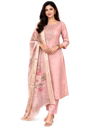 VELORA STYLE Women's Dusty Pink Rayon Kurta Set - Image 2