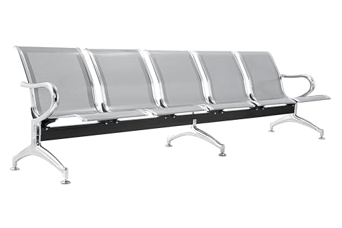 Banco de 5 plazas en acero 299x71x78H plateado