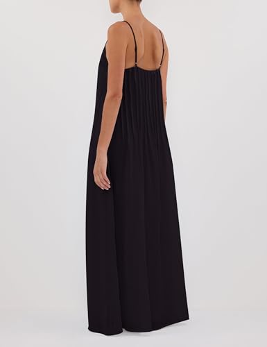 Image of Anoumcy Summer Pleated Maxi Dresses for Women 2026 Spaghetti Strap V Neck Vacation Beach Long Flowy Boho Sundress