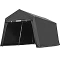 ADVANCE OUTDOOR 7x12 ft 2 Roll up Doors & Vents Outdoor Portable Storage Shelter Garage Tent Carport for Motorcycle ATV with Heavy Duty Metal Frame and Anti-UV Snow Resistant Waterproof Cover, Gray