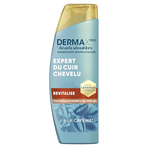 Head & Shoulders DermaXPro Revitalise Shampoing Antipelliculaire 250ml à la Caféine et Complexe de Céramides, Hydrate le Cuir Chevelu Sec et les Cheveux Fins, Aide à Renforcer la Barrière Cutanée