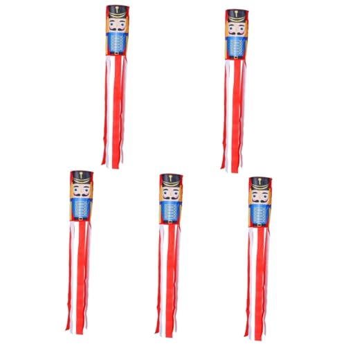 BESPORTBLE 5piezas Windsock De Nutcracker Resistente Al Desgaste Para Decoración De Jardín y Fiestas Bandera Colgante Para Celebraciones Al Aire