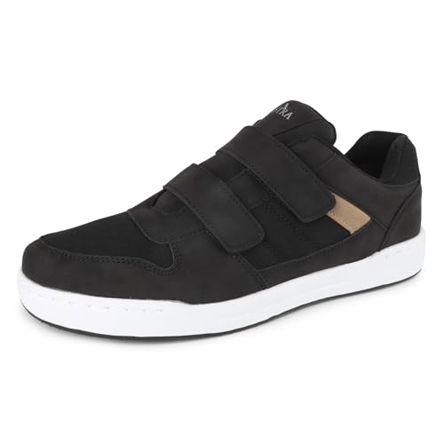 Wide Width Walking Sneakers for Men – Diabetic Orthopedic Shoes with Adjustable Hook & Loop – Non-Slip Comfort for Edema, Swollen Feet, Neuropathy – Lightweight Casual Shoe Black EU42.5/US9.5