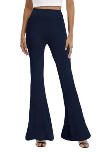 Image of WSPLYSPJY Women's Print Stretch Bell Bottom Flare Palazzo Pants Trousers
