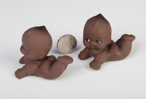 Miniatura 6 de Paquete de 24 Kewpie Babies - Bebés marrones para regalos de baby shower, decoraciones de pasteles, revelaciones de género y decoraciones de regalo