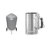 Weber 7176 Grill-Abdeckhaube für Holzkohlegrills mit einem Durchmesser von 57 cm, Grau, 15.9 x 22.7 x 3.8 cm & 7416 Anzündkamin Rapidfire, Grillen mit Kohle, Anzünden, 19 x 19 x 30.5 cm