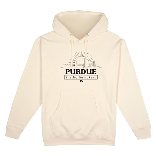 USCAPE Purdue Boilermakers Standard Hoodie - Fleece Unisex Officially Licensed NCAA Men’s and Women’s Hoodie, Bone - X-Large