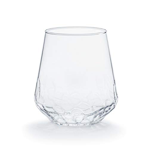 Libbey Hammered Base All-Purpose Stemless Wine Glass, 17.75-Ounce, Set Of 8 #TOP5