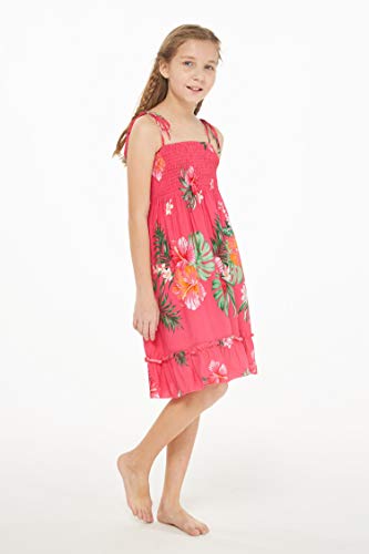 Girl Hawaiian Elastic Top Strap Dress in Pretty Tropical Hot Pink3