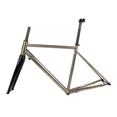 Titanium Frame Road Bike: Lightweight, Durable, and Perfect for Every Rider 7 BSFHQS 700C Road Bike Frameset 44cm 47cm 50cm 53cm 56cm Disc Brake Frame Cr-Mo Steel Bike Frame with Carbon Fibre Fork Thru Axle Frame F12*100mm R12*142mm BSA BB68mm(Titanium,44cm)