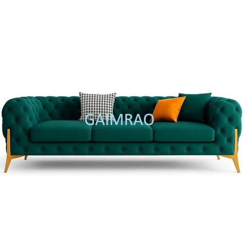 Image of Classic 3+1= 4 Seater with Footrest Seater Sofa Set Luxury Chesterfield Modern Fahionalable Sleeper Sofa for Living Room, Dining Room, (Teal Green FCA1)