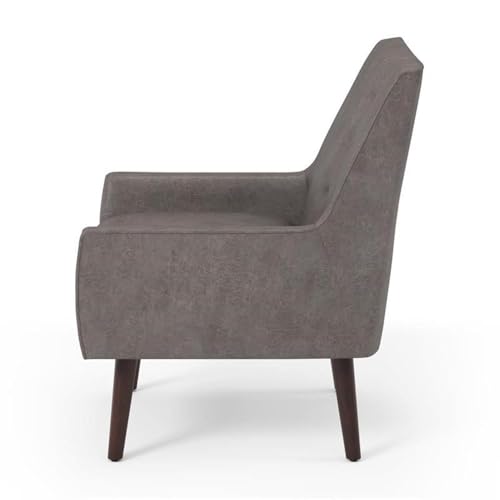 Sillón tipo barril marrón de tela con patas cónicas miniatura 6