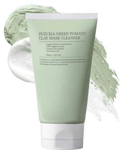 Zuzuxia 2-in-1 Green Tomato Clay Mask Cleanser for Women, 3 Fl Oz