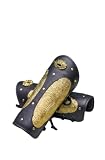 Chinese Traditional Leather arm Guard, Gold Embossed Design, Black and Gold, for Festival Cosplay Stage Play